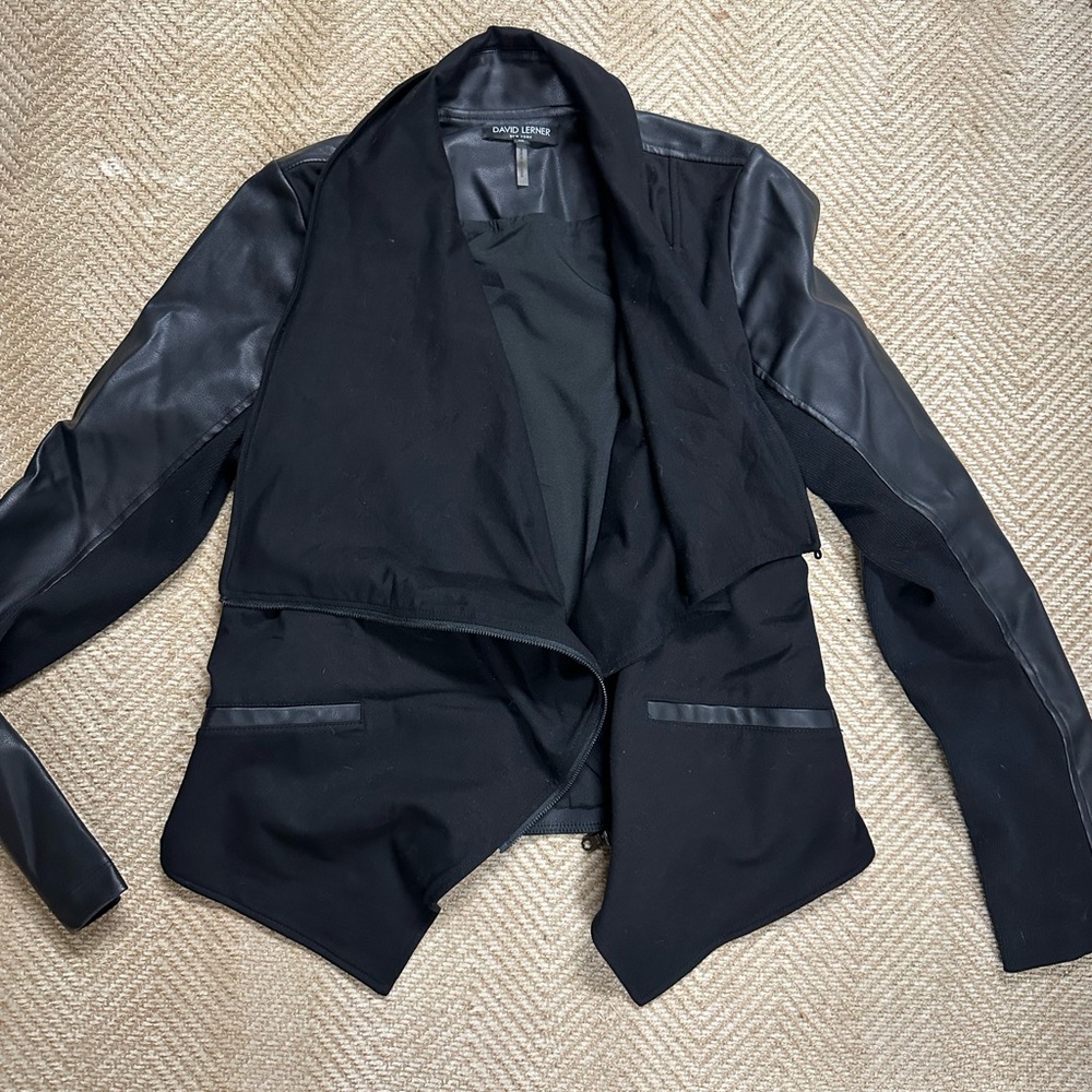 David Learner black motorcycle style jacket